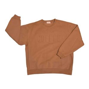 Pink Lily COFFEE Embossed Graphic Sweatshirt Plus Size Small